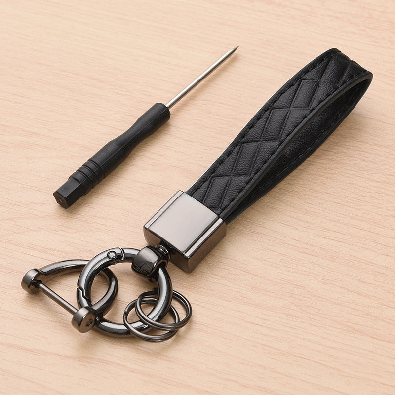 Car Key Chain Lanyard For Couples PU Leather Alloy Key Chain Ring