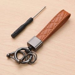 Car Key Chain Lanyard For Couples PU Leather Alloy Key Chain Ring