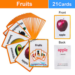 21Pcs Fruit Kids Flash Cards Educational Learning Baby Toys Pre Kindergarten