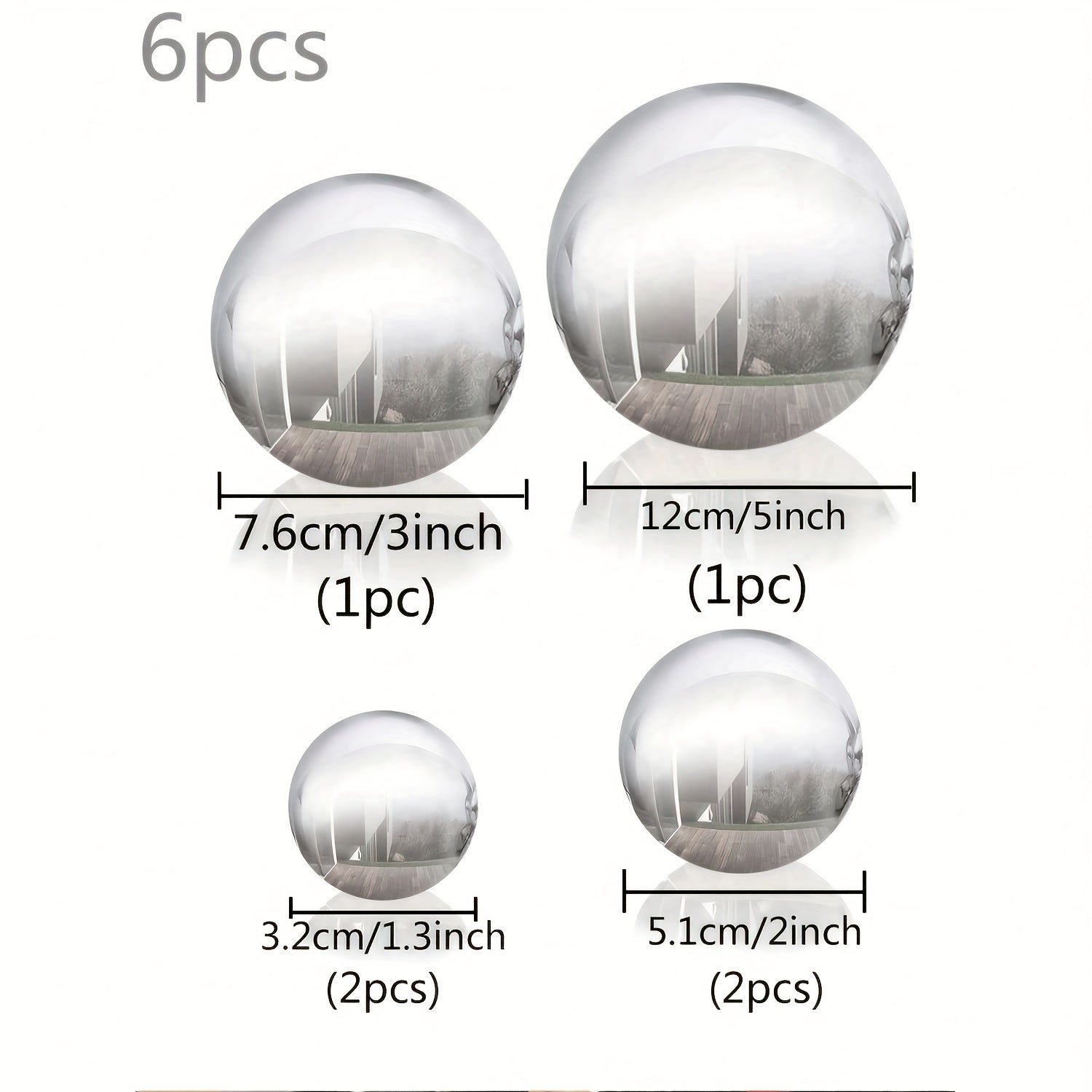 6pcs Stainless Steel Gazing Ball Garden Decoration Sphere