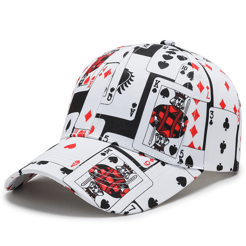 Poker Letters Print Baseball Cap Cotton Casual Sport Cap Hat Hip Hop Cap
