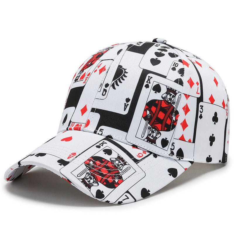 Poker Letters Print Baseball Cap Cotton Casual Sport Cap Hat Hip Hop Cap