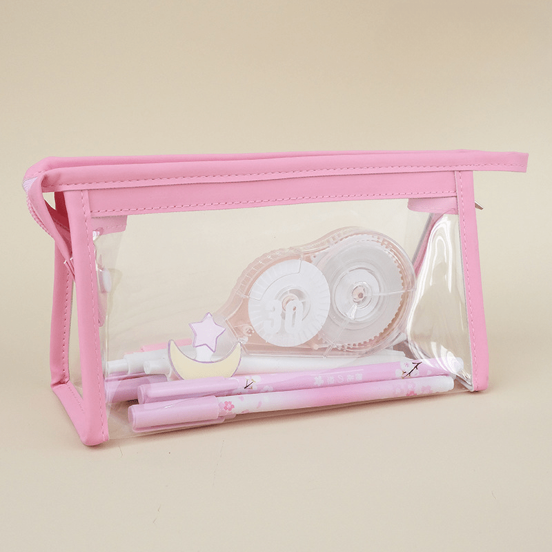 Transparent Large Capacity Makeup Bag with Zipper Closure