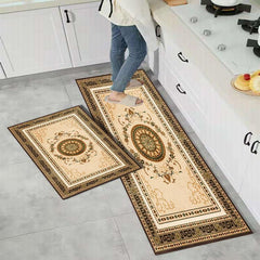 Golden Print Kitchen Rugs Non Slip Stain Resistant Waterproof
