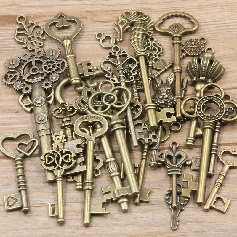 30g Vintage Mixed Key Charms for Jewelry Making DIY Supplies