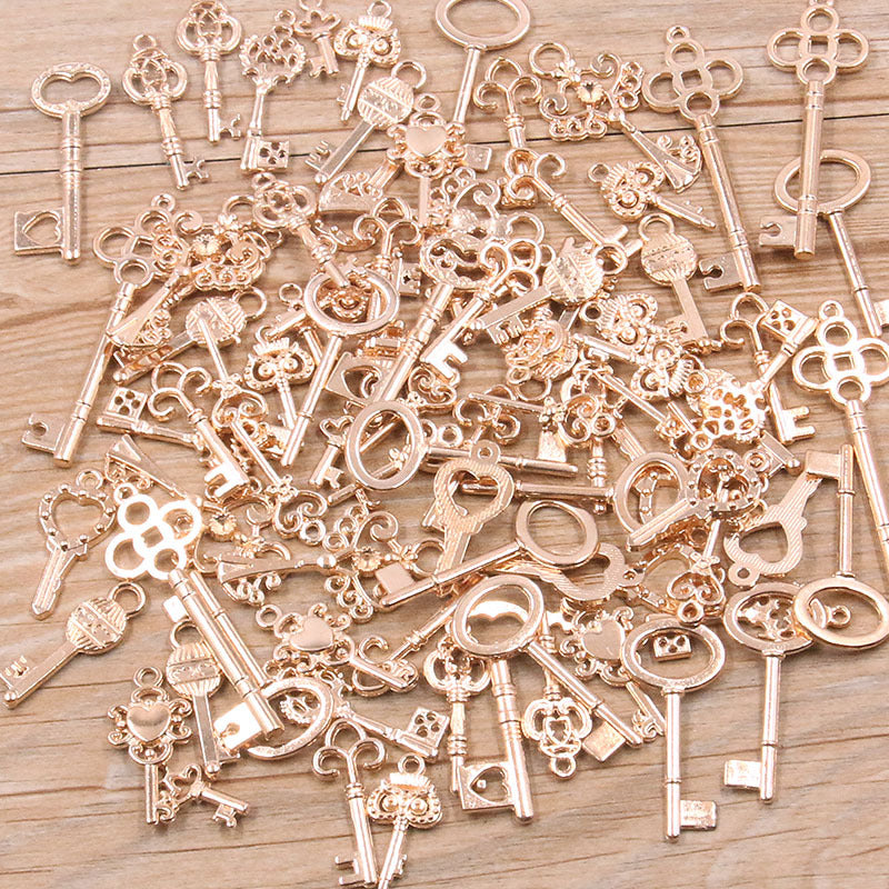 30g Vintage Mixed Key Charms for Jewelry Making DIY Supplies