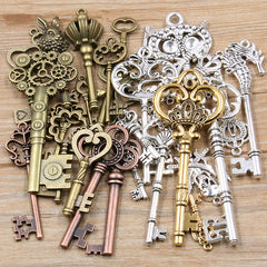 30g Vintage Mixed Key Charms for Jewelry Making DIY Supplies