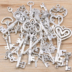 30g Vintage Mixed Key Charms for Jewelry Making DIY Supplies