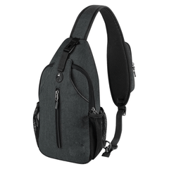 Men's Crossbody Bag with Earphone Hole & Bottle Pocket for Outdoor Sports