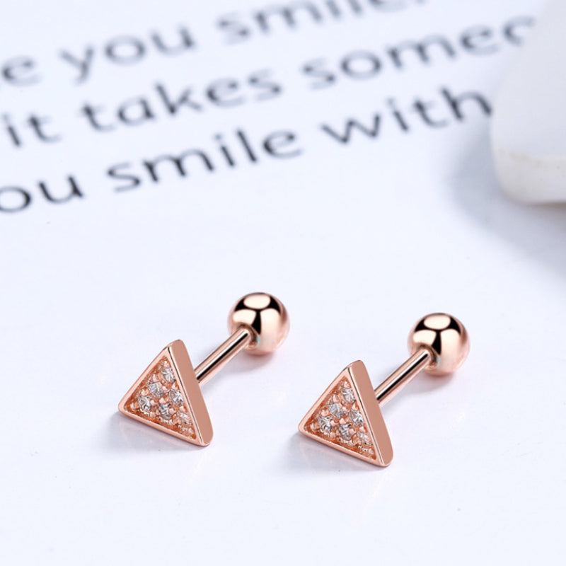 S925 Silver Zircon Circular Triangle Earrings For Girls
