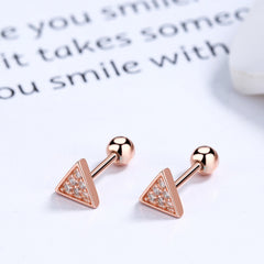 S925 Silver Zircon Circular Triangle Earrings For Girls