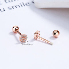 S925 Silver Zircon Circular Triangle Earrings For Girls