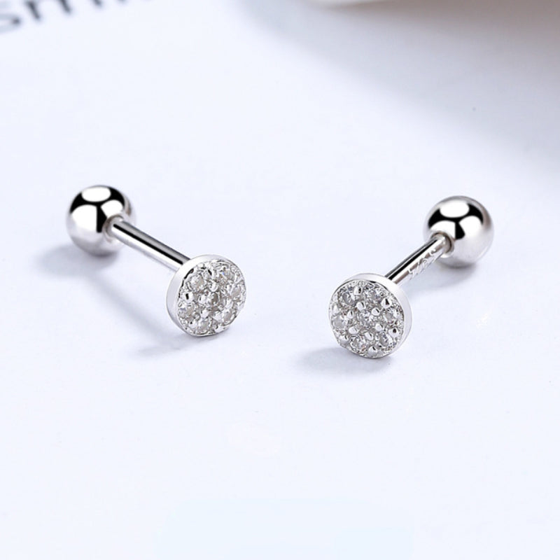 S925 Silver Zircon Circular Triangle Earrings For Girls
