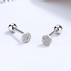 S925 Silver Zircon Circular Triangle Earrings For Girls