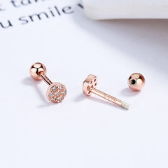 S925 Silver Zircon Circular Triangle Earrings For Girls