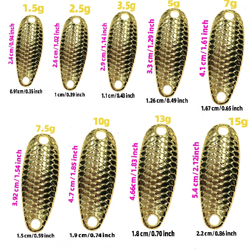 4pcs Metal Dragon Scales Sequins Bare Bait 15g Spoon Shaped Flying Bait