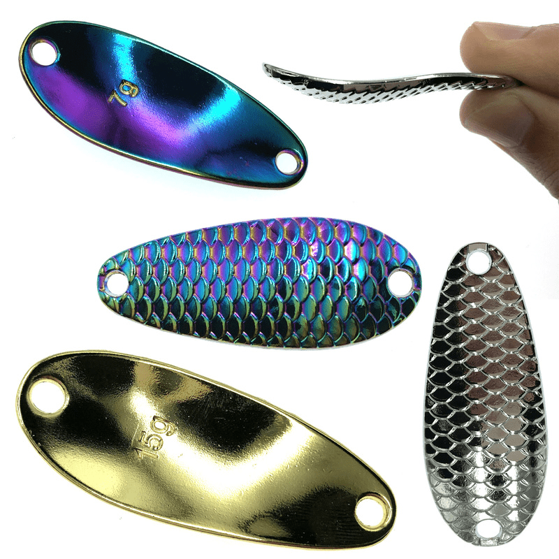 4pcs Metal Dragon Scales Sequins Bare Bait 15g Spoon Shaped Flying Bait