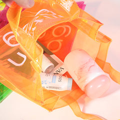 Transparent Waterproof Candy Cosmetic Bag PVC Handheld Makeup Shopping Handbag