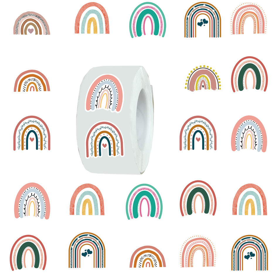 500pcs Bohemian Series Rainbow Stickers 2.54cm Labels Mobile Phone Tape Set