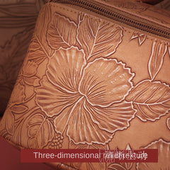Floral Makeup Bag Embossed PU Leather Toiletry Bag
