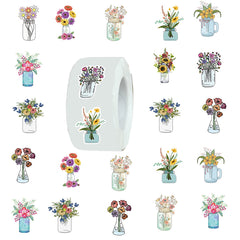 500pcs Round Flower Arrangement Label Stickers 2.54cm - 10 Patterns