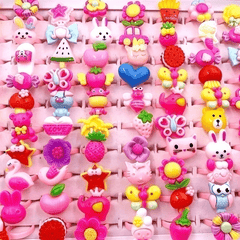 Kids Cartoon Jelly Finger Rings Cute Resin Jewelry for Girls