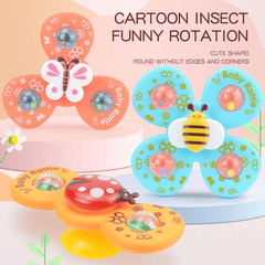 3pcs Cartoon Baby Bath Toys Suction Cup Spinner Toy
