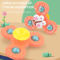 3pcs Cartoon Baby Bath Toys Suction Cup Spinner Toy