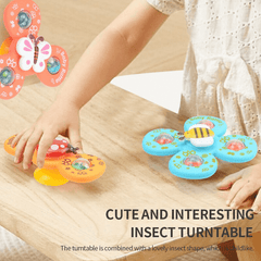 3pcs Cartoon Baby Bath Toys Suction Cup Spinner Toy