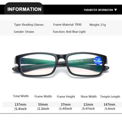 TR90 Reading Glasses Anti Light Hyperopia Eyeglasses