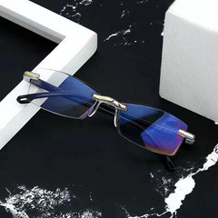Men's Anti Light Rimless Presbyopic Glasses Diopter with Box