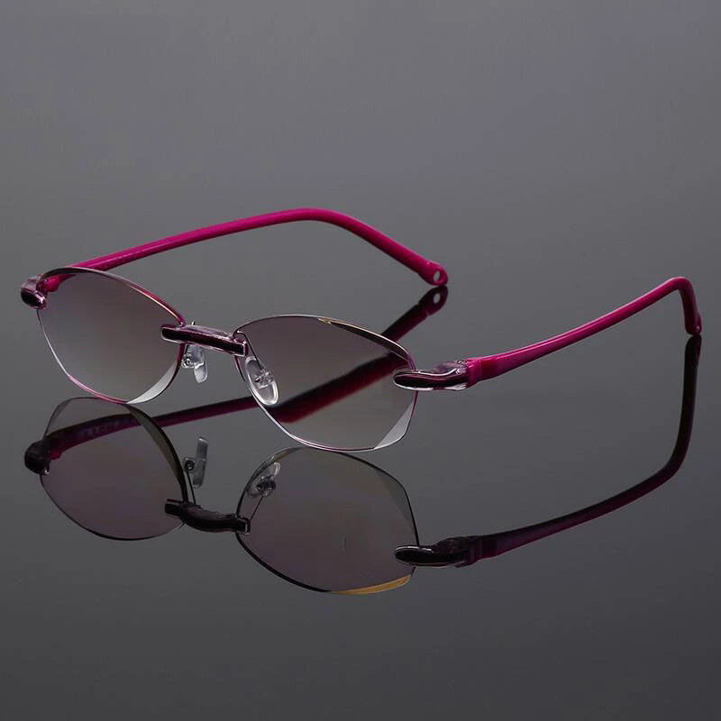 Men's Anti Light Rimless Presbyopic Glasses Diopter with Box