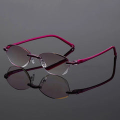 Men's Anti Light Rimless Presbyopic Glasses Diopter with Box