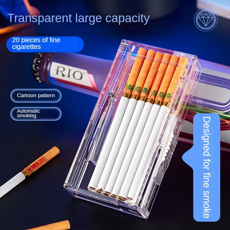 Transparent Automatic Cigarette Box Two In One Capacity Of 20 Cigarettes