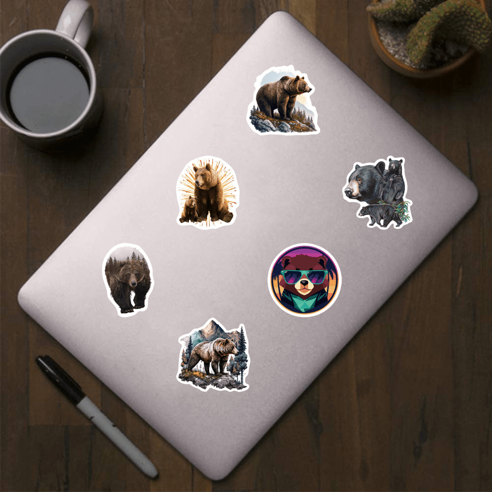 500pcs Bear Stickers Pack Animals Cartoon Decals Graffiti Vinyl Sticker