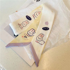 Silky Hair Ribbon Scarf Twilly Satin Neckerchief