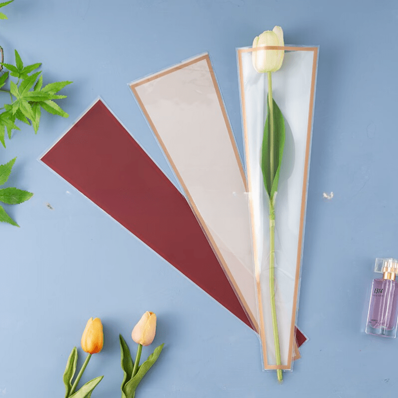 50pcs Golden Edge Flower Bag Waterproof Bouquet Packaging