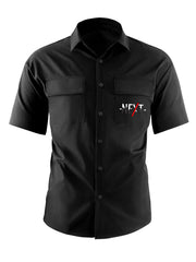 Letter Print Men s Casual Short Sleeve Cargo Shirt