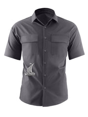 Letter Print Men s Casual Short Sleeve Cargo Shirt