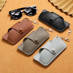 Snap Button Glasses Bag PU Leather Sunglasses Pouch