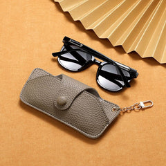 Snap Button Glasses Bag PU Leather Sunglasses Pouch