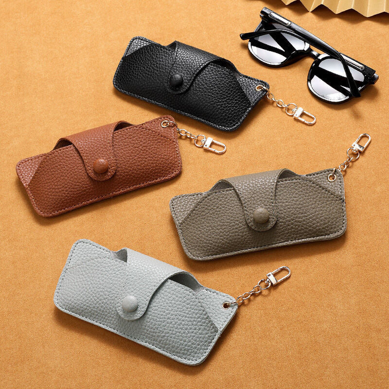 Snap Button Glasses Bag PU Leather Sunglasses Pouch