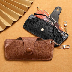Snap Button Glasses Bag PU Leather Sunglasses Pouch