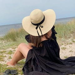 Women's Foldable Wide Brim Straw Sun Hat UV Protection