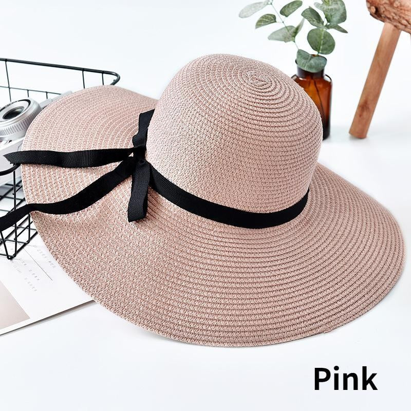 Women's Foldable Wide Brim Straw Sun Hat UV Protection