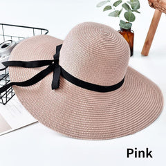 Women's Foldable Wide Brim Straw Sun Hat UV Protection