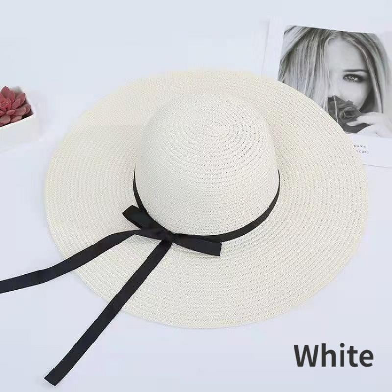 Women's Foldable Wide Brim Straw Sun Hat UV Protection