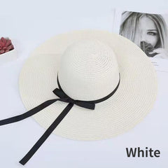 Women's Foldable Wide Brim Straw Sun Hat UV Protection