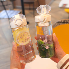 400ml Reusable Plastic Water Bottle with Straw