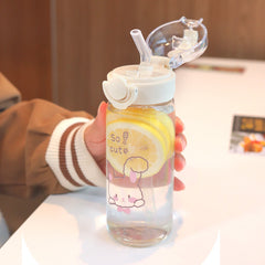 400ml Reusable Plastic Water Bottle with Straw
